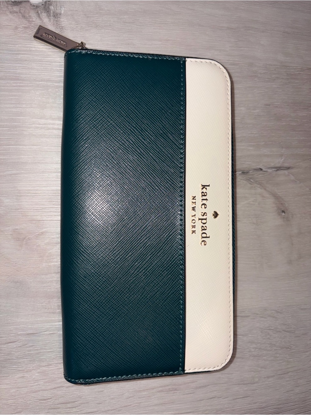 kate spade Teal and Cream Zip-Around Wallet